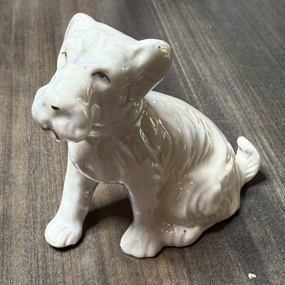 Vintage Dog Figurine Iridescent Glaze Ceramic Puppy‎ Collectible Japan